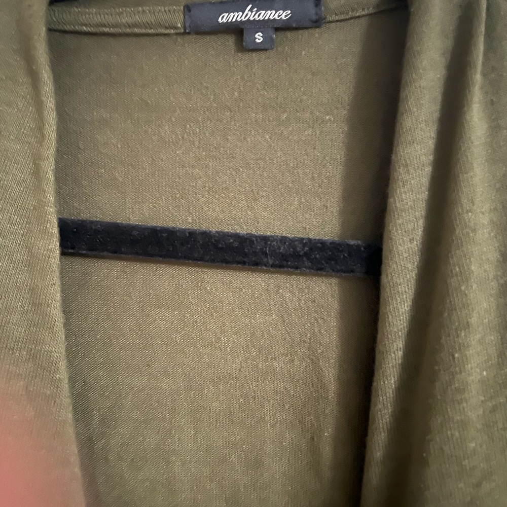 Ambiance dark olive green open front cardigan - Picture 2 of 4